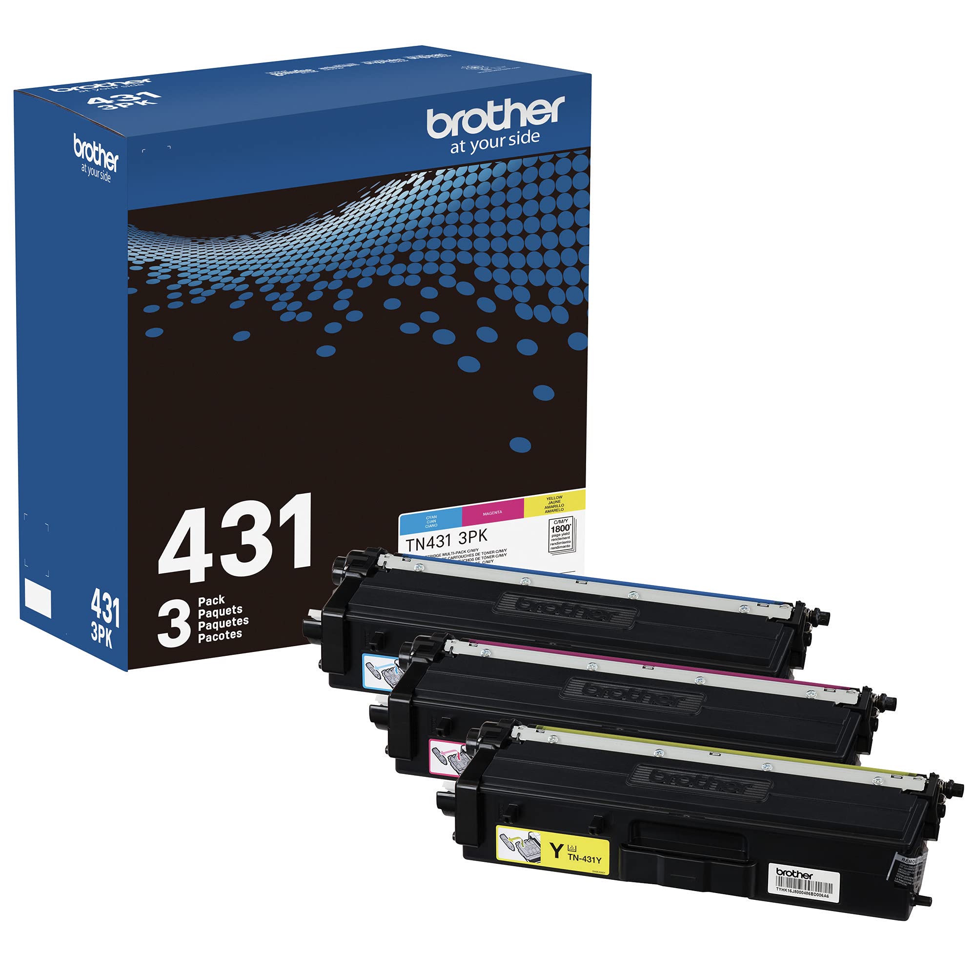 Brother Original TN431 3PK Standard Yield Colour Toner Cartridge Value Pack (3), Toner Replacement cartridges, Cyan/Magenta/Yellow, for Brother Laser Printers HL-L8360CDW, MFC-L8610CDW, and More 🍁 All In One Marketplace Canada