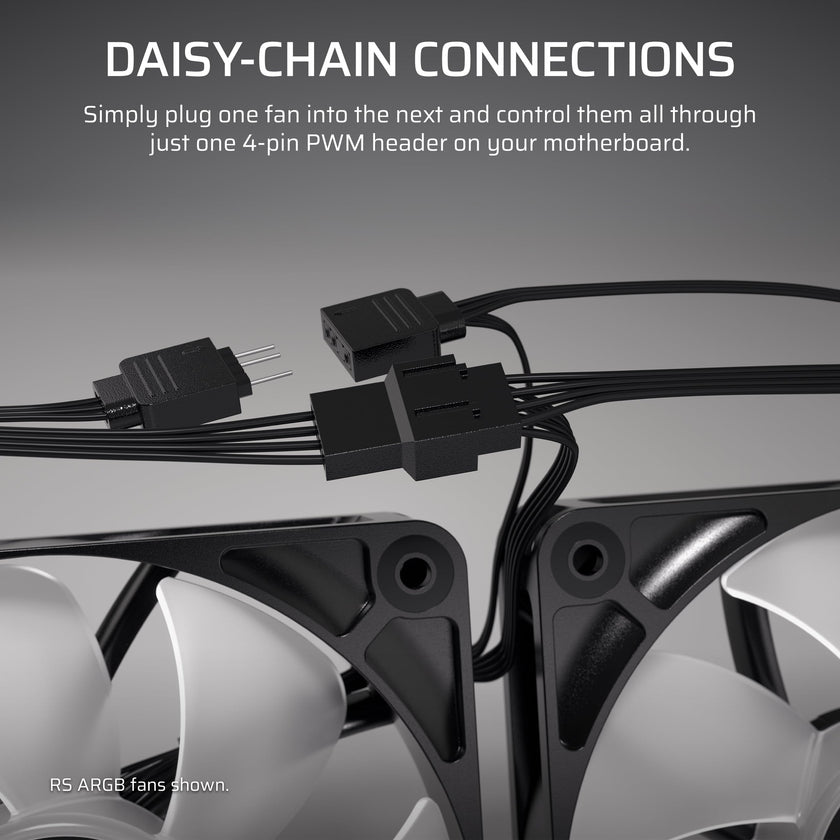 CORSAIR RS120 120mm PWM Fans – Daisy-Chain Connection – Low-Noise – Magnetic Dome Bearing – Triple Pack – Black 🍁 All In One Marketplace Canada