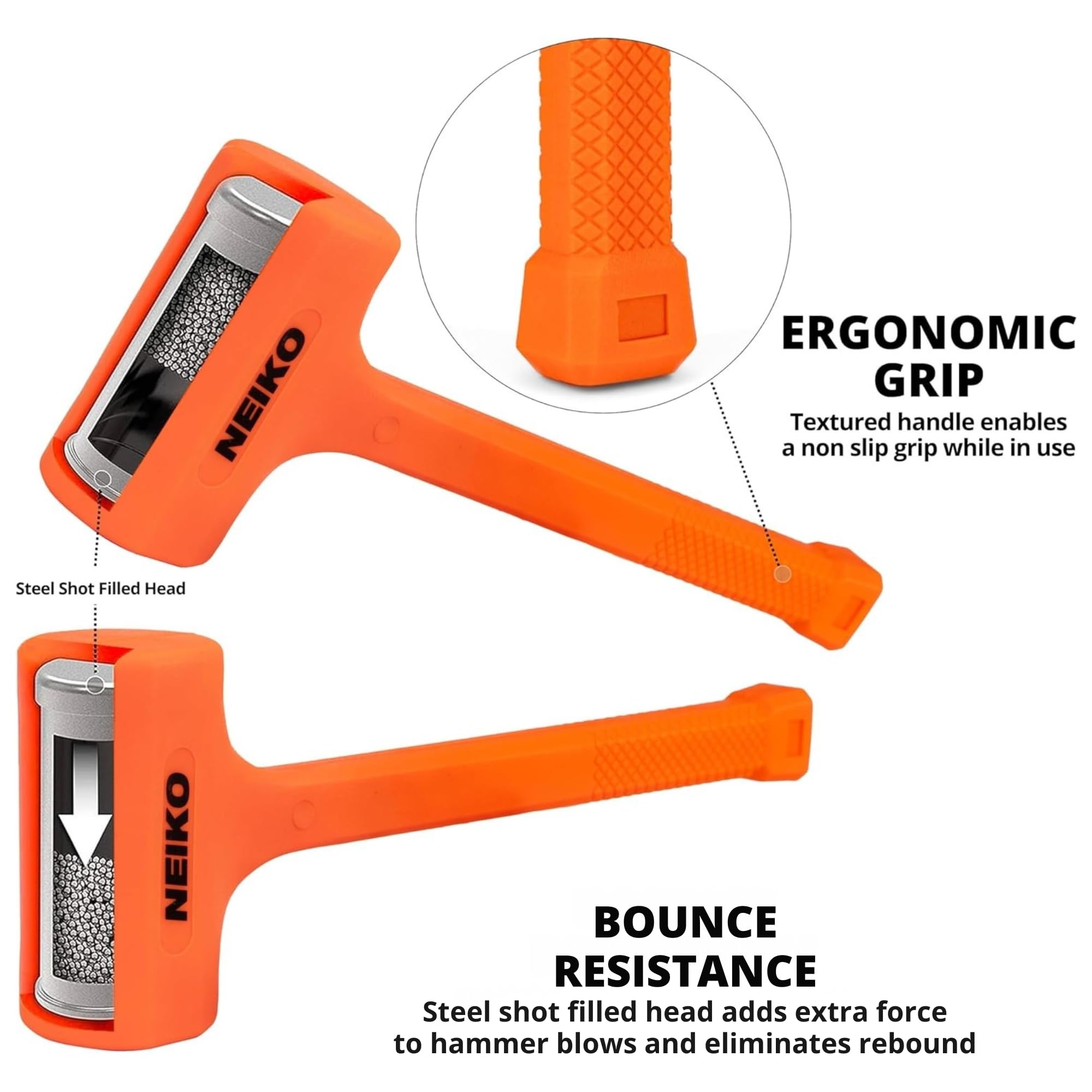 Neiko 02847A Tools Dead Blow Hammer, 2 lb, Neon Orange 🍁 All In One Marketplace Canada
