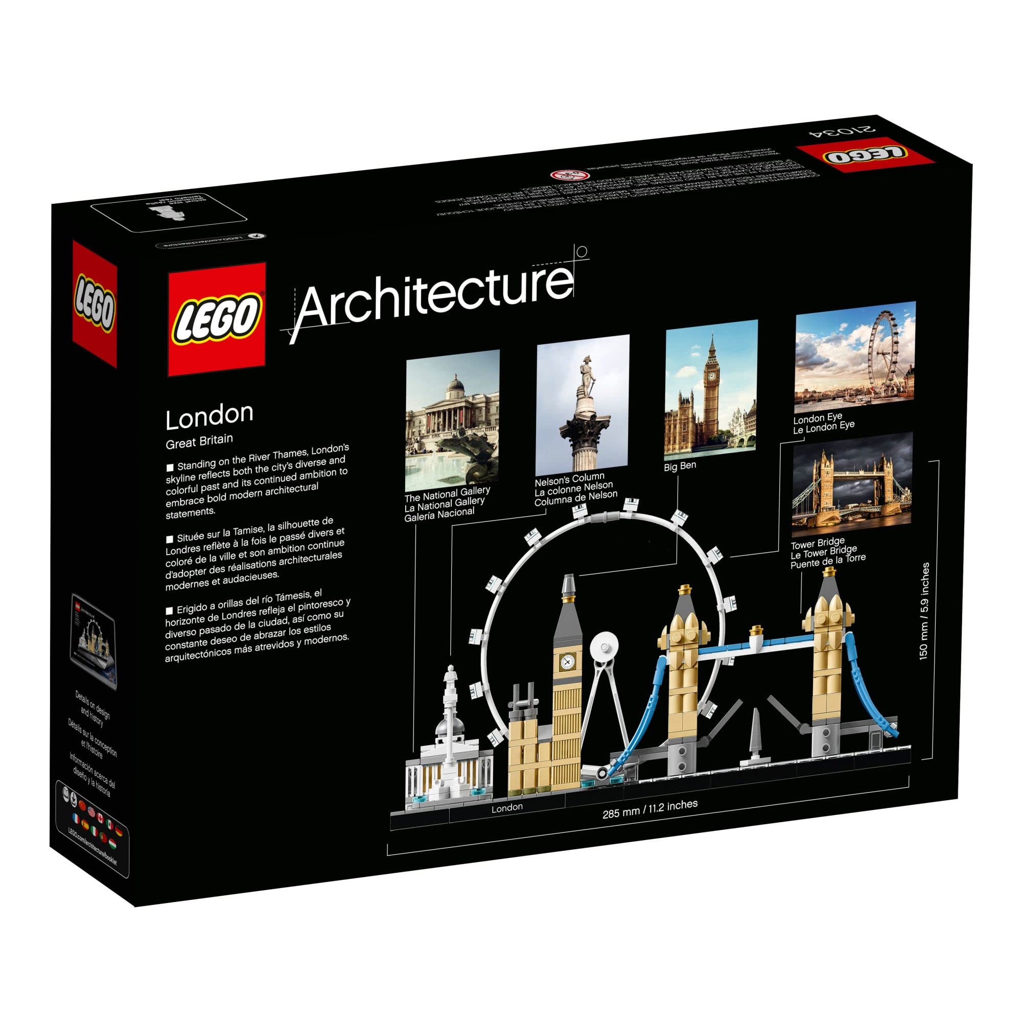 LEGO Architecture London Skyline 21034 Collectible Model Building Kit with London Eye, Big Ben, and Tower Bridge, Office Home Décor, Skyline Collection 🍁 All In One Marketplace Canada