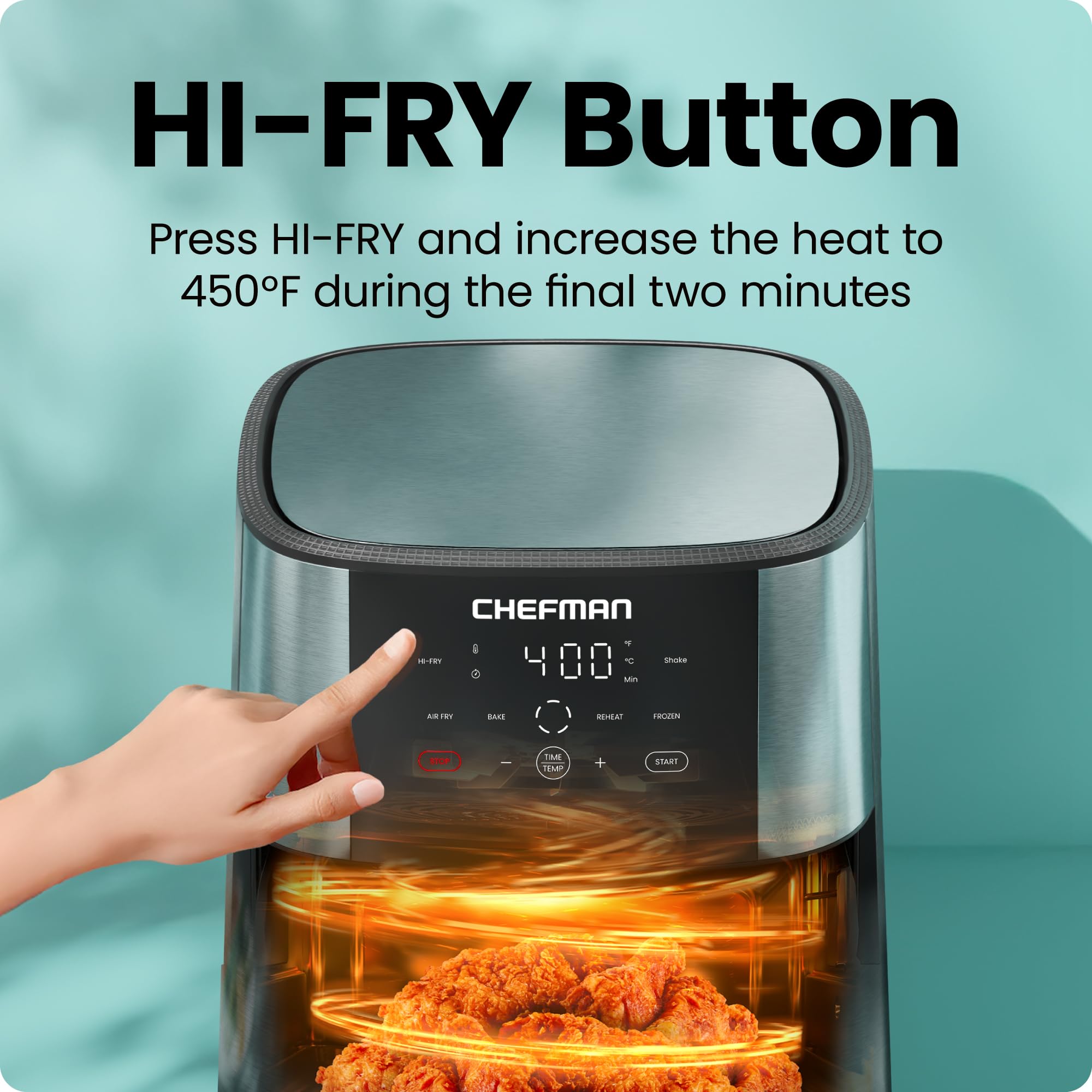 Chefman TurboFry® Touch Air Fryer, XL 8-Qt (7.5L) Family Size, One-Touch Digital Control Presets, French Fries, Chicken, Meat, Fish, Nonstick Dishwasher-Safe Parts, Automatic Shutoff, Stainless Steel 🍁 All In One Marketplace Canada