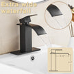 Fransiton Black Bathroom Faucet Bathroom taps 1 or 3 Hole Bathroom Sink Faucet Single Handle washroom Waterfall Faucet with Deck and Pop-up Drain 🍁 All In One Marketplace Canada