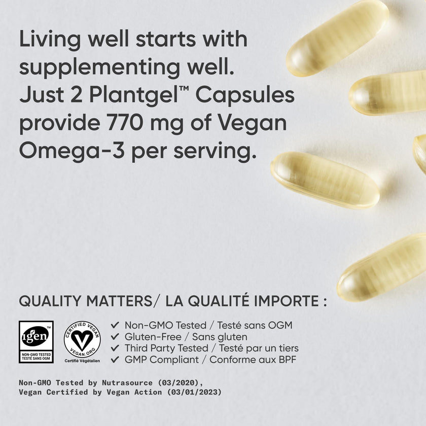Sports Research Vegan Omega-3 Fish Oil Alternative from Algae Oil - Highest Levels of DHA & EPA Fatty Acids | Non-GMO Verified & Vegan Certified - 60 Veggie Softgels (Carrageenan Free) 🍁 All In One Marketplace Canada