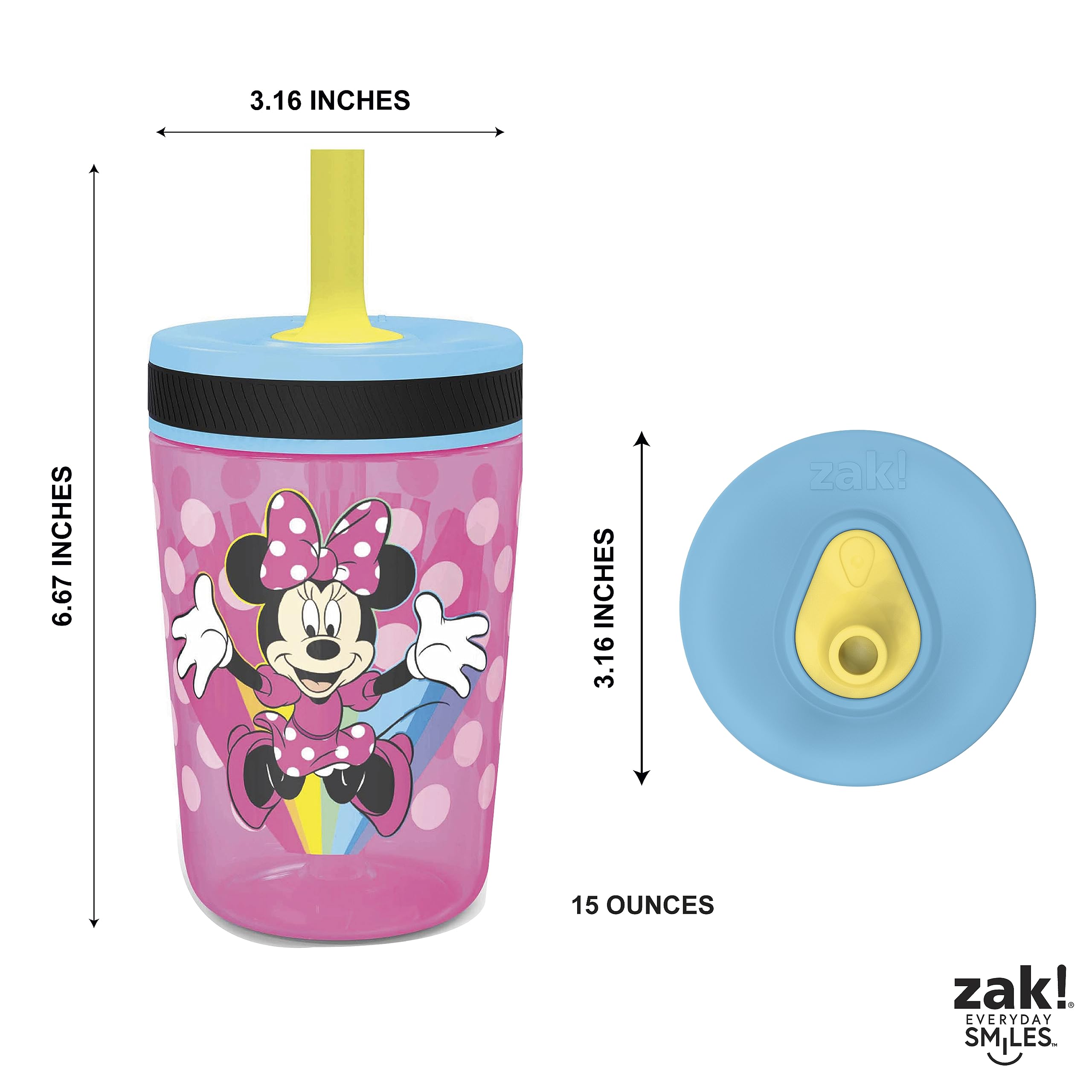 Zak Designs Disney Minnie Kelso 15oz Leak-Proof Toddler Straw Cups, 2-Pack 🍁 All In One Marketplace Canada