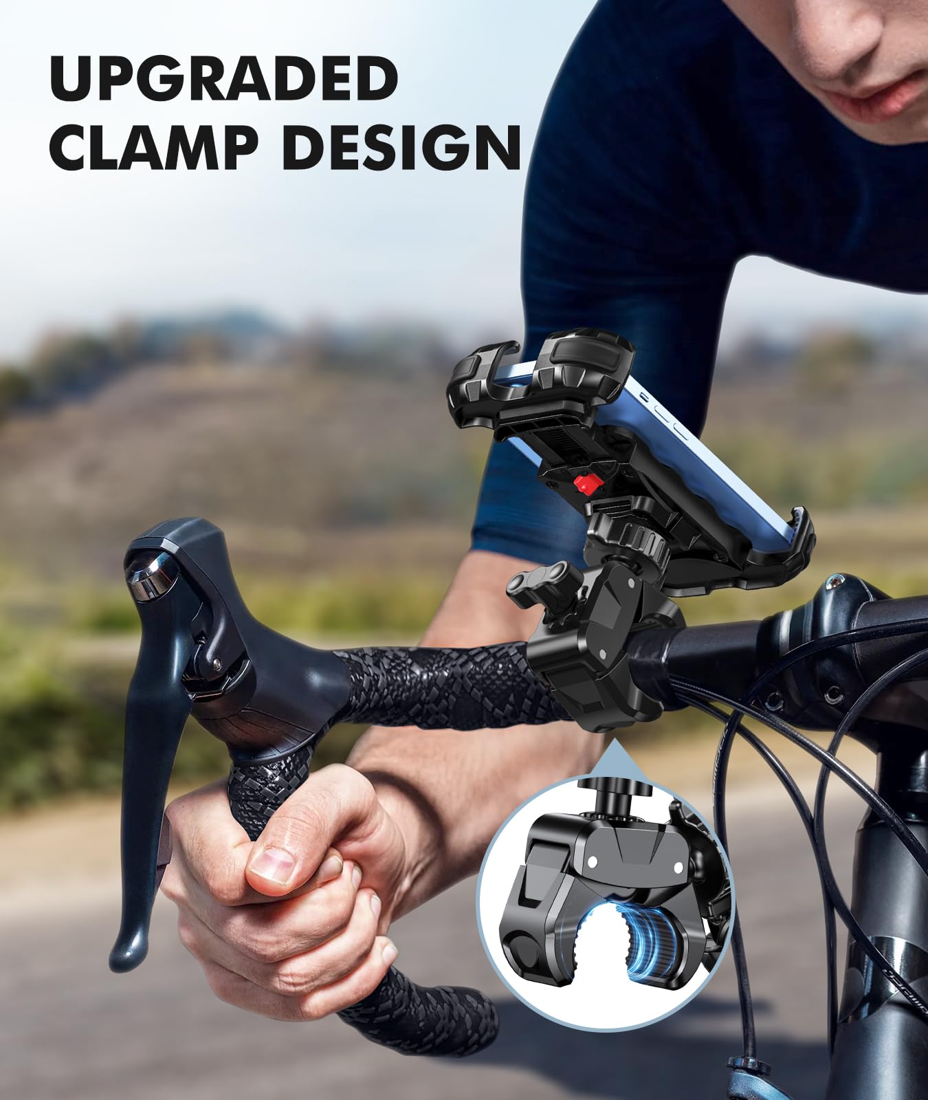 WOCBUY Bike Phone Mount, Upgrade [1s Lock][Secure Protection] Motorcycle Phone Mount, [360° Rotatable] Phone Holder for Bike Handlebar Compatible with iPhone/Samsung 4.7-6.8