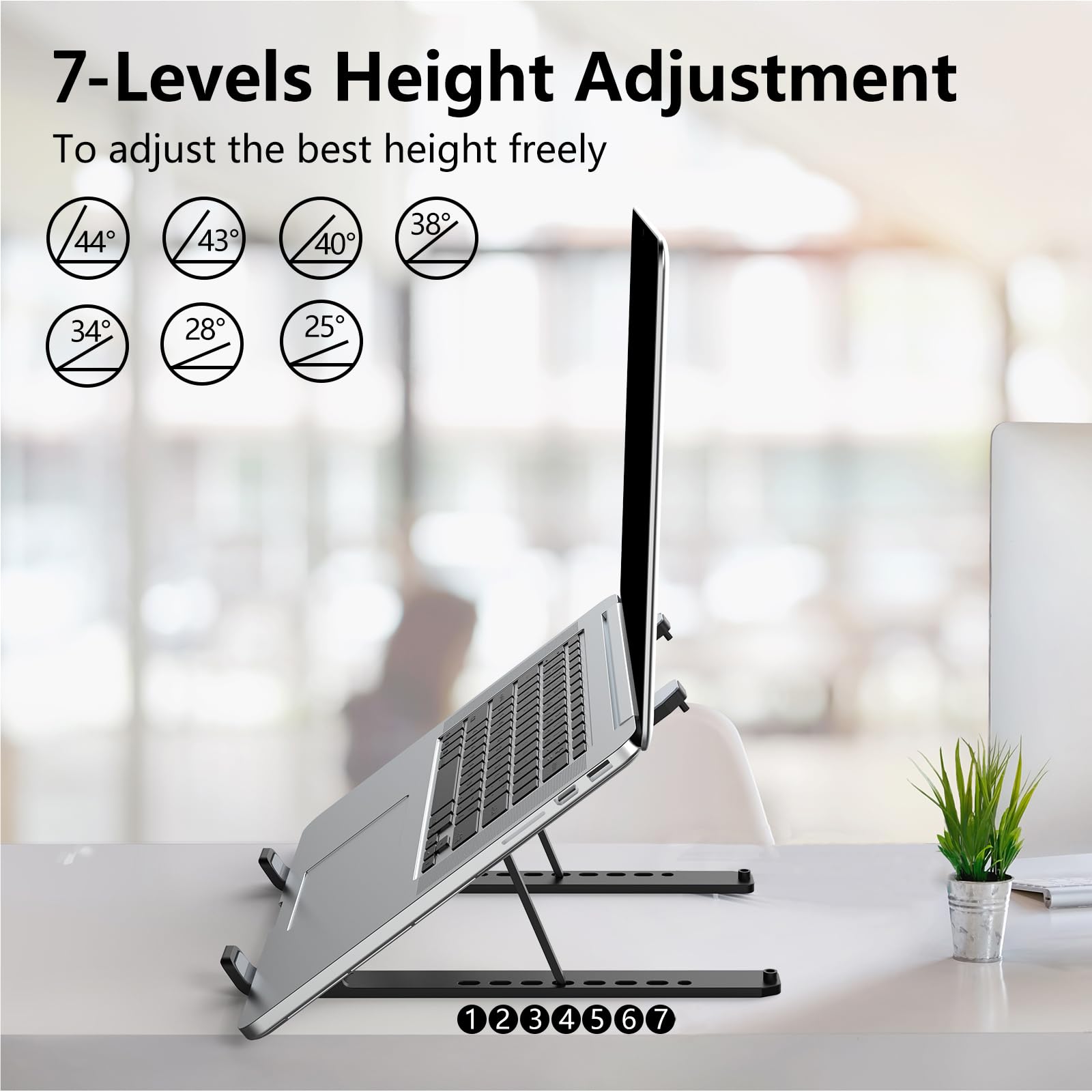 Laptop Stand for Desk, Adjustable Laptop Riser ABS+Silicone Foldable Portable Laptop Holder, Ventilated Cooling Pad Notebook Stand for 10-15.6” Laptops,Tablet-Black 🍁 All In One Marketplace Canada
