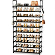 10 Tier Shoe Rack, Large Capacity Tall Shoe Storage Organizer Holds 50-55 Pairs Shoes and Boots, Vertical Shoe Shelf Cabinet with Versatile Hooks for Closet Entryway Garage Bedroom 🍁 All In One Marketplace Canada