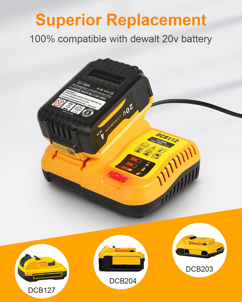 Replacement for Dewalt 20V Max Battery Charger DCB112, Compatible with Dewalt 12V 20V Max Lithium Battery DCB203 DCB204 DCB205 DCB205 DCB120 DCB123 DCB125 DCB127 DCB112 DCB115 DCB118 DCB102 DCB104 🍁 All In One Marketplace Canada