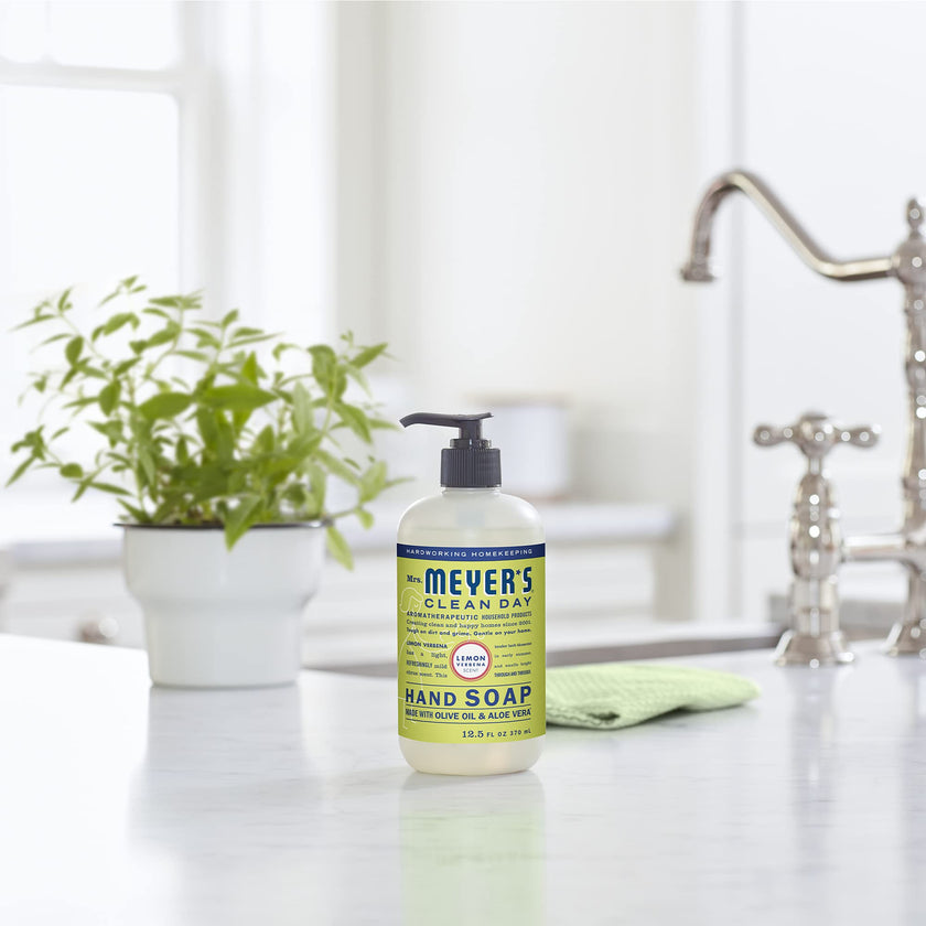 Mrs. Meyer's Clean Day Liquid Hand Soap, Cruelty Free & Biodegradable Hand Wash Formula Made with Essential Oils, Lemon Verbena Scent, 370 ml Bottles, 4 Pack 🍁 All In One Marketplace Canada