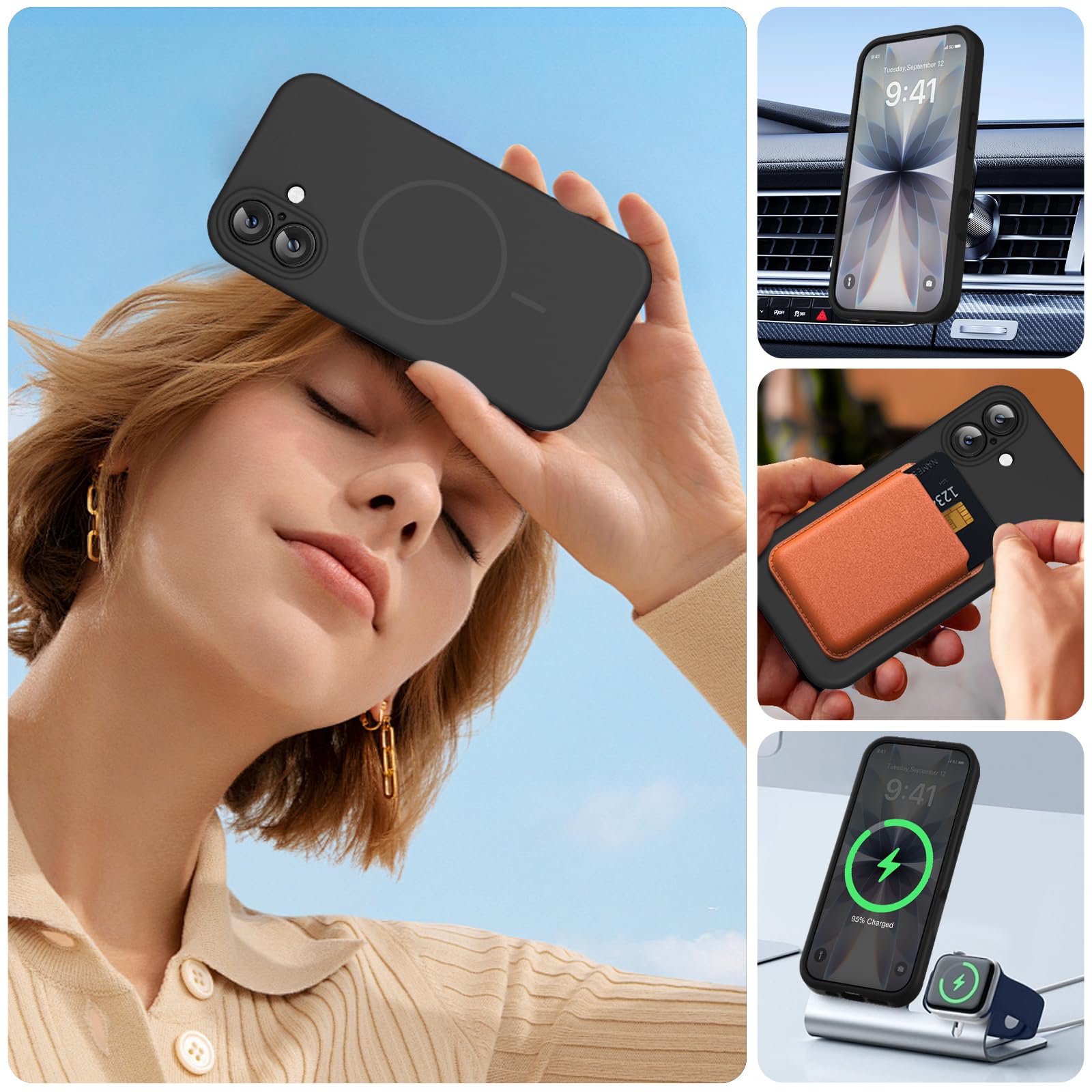 Miracase Magnetic for iPhone 17 Case, Compatible with MagSafe, Integrated Silicone Camera Control Cover, 3.0mm Thicken Shockproof Drop Protection Phone Case for 17,Black 🍁 All In One Marketplace Canada