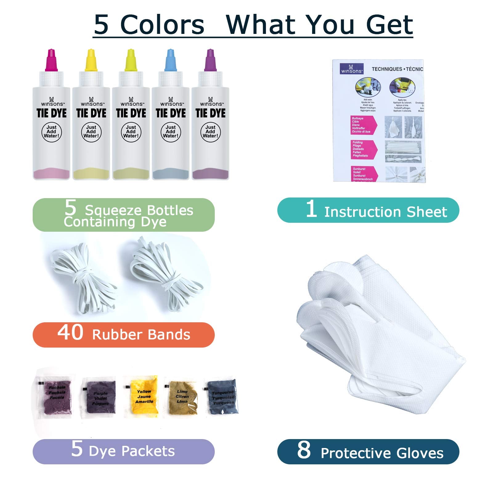 WINSONS Tie Dye Kit, 20 Colours Non Toxic Permanent Fabric Dye Art Set for Kids Women for Homemade Party Creative Group Activities DIY Gift 🍁 All In One Marketplace Canada
