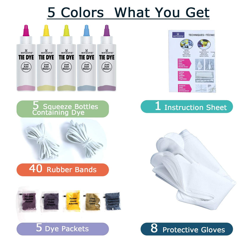 WINSONS Tie Dye Kit, 20 Colours Non Toxic Permanent Fabric Dye Art Set for Kids Women for Homemade Party Creative Group Activities DIY Gift 🍁 All In One Marketplace Canada