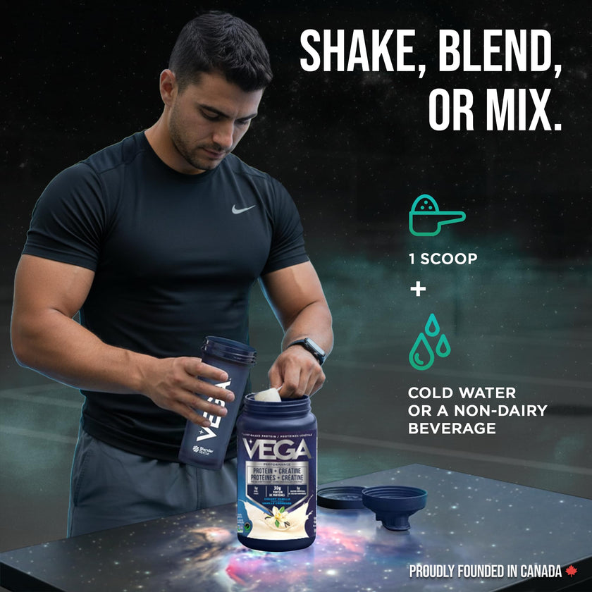 Vega Protein + Creatine, 28g Plant Based Protein Powder with Creatine for Muscle Recovery – Vanilla,18 Servings, 864 grams 🍁 All In One Marketplace Canada