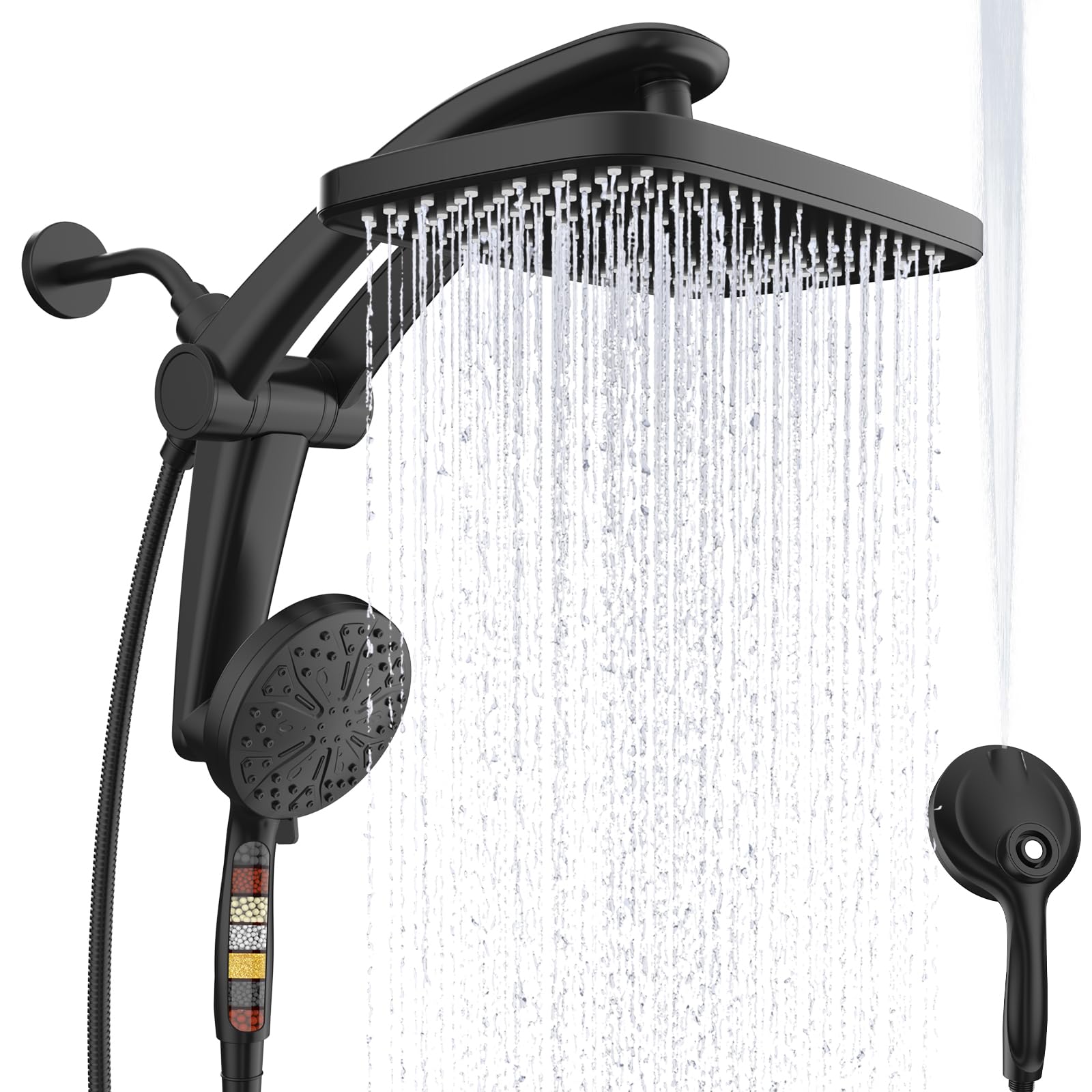 Rain Shower Head, Dual Shower Heads, Adjustable Integrated Bracket with Built-in Magnetic Base and Powerful Water Spray, with Handheld high-Pressure Spray Combination (Black). 🍁 All In One Marketplace Canada