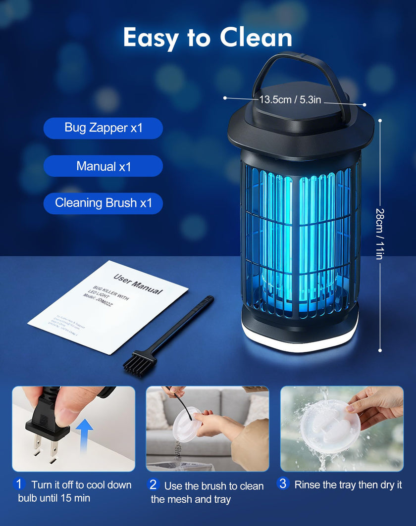 REOGLE 2-in-1 Bug Zapper Indoor Outdoor, 4000V Electric Mosquito Zapper with 365nm UV Light Trap & LED Night Light, Covers 2100 sq ft, Insect Fly Trapper Bug Light for Patio, Garage, Backyard, Porch 🍁 All In One Marketplace Canada