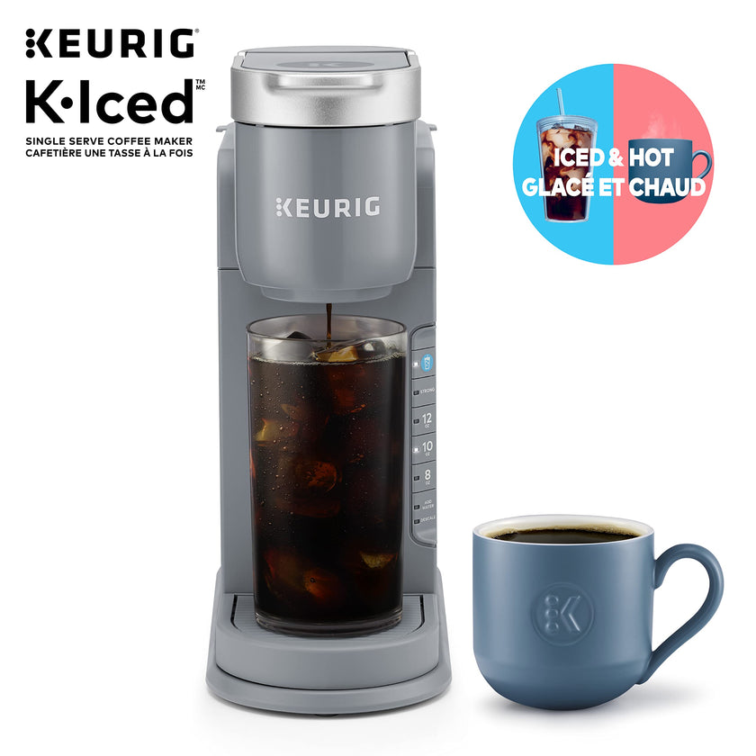 Keurig K-Iced Single Serve K-Cup Pod Coffee Maker, Featuring Simple Push Blue Button Brew Over Ice, Grey 🍁 All In One Marketplace Canada