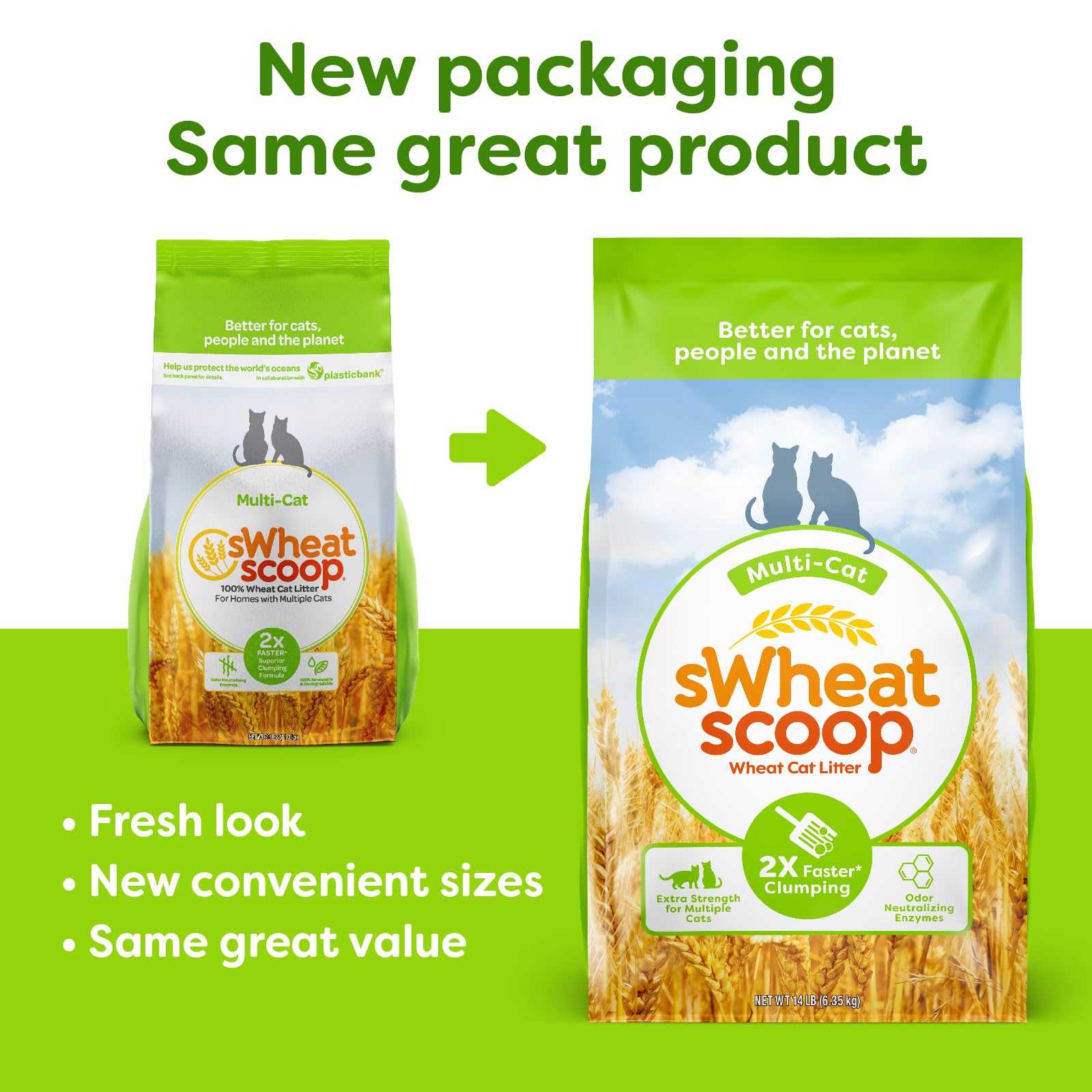 sWheat Scoop Natural Wheat Multi-Cat Litter, Superior Clumping with Odor Neutralizing Enzymes, 25 Pound Bag 🍁 All In One Marketplace Canada