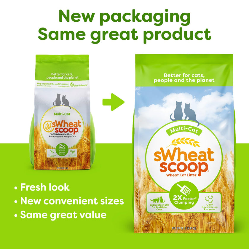 sWheat Scoop Natural Wheat Multi-Cat Litter, Superior Clumping with Odor Neutralizing Enzymes, 25 Pound Bag 🍁 All In One Marketplace Canada