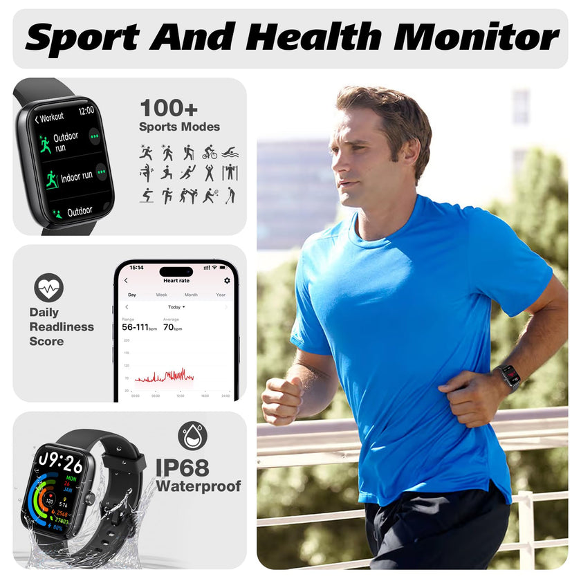 Smart Watch for Men Women with Bluetooth Call, Alexa Built-in, Heart Rate & Sleep Monitor, 1.83