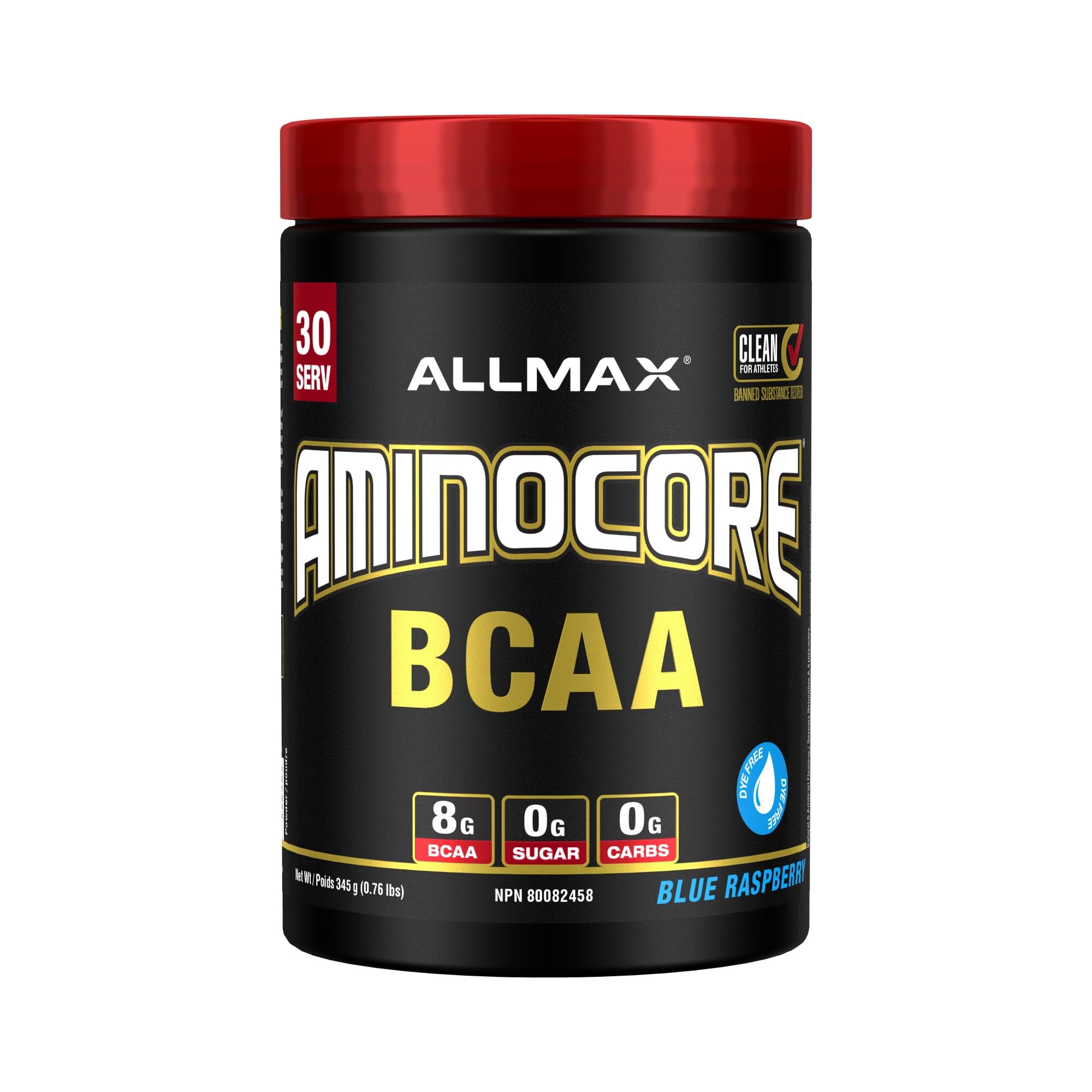 ALLMAX AMINOCORE BCAA Powder, Blue Raspberry, 30 Servings, 345 g 🍁 All In One Marketplace Canada