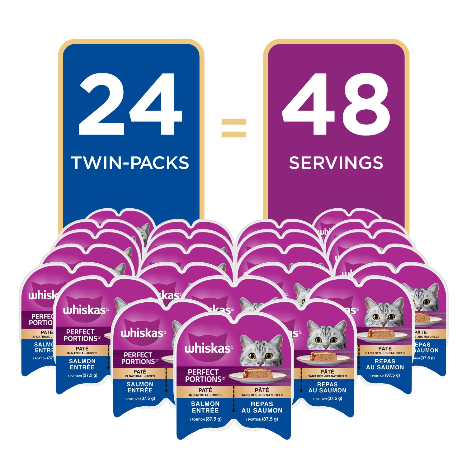 WHISKAS Perfect PORTIONS Kitten Wet Cat Food, Salmon Flavour, 75g 🍁 All In One Marketplace Canada