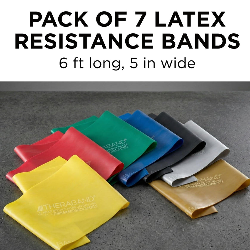 THERABAND Resistance Bands Set, 7 Pack 6 ft Exercise Bands, Light to Extra Heavy Levels 1–7, Latex Stretch Bands for Strength Training, Pilates, Mobility & Full Body Home Workouts 🍁 All In One Marketplace Canada