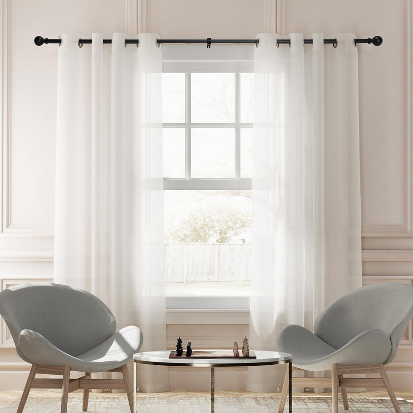 Curtain rods for Windows 48 to 84 Inch, 5/8 Inch Small Matte Black Curtain Rod Adjustable with Brackets Pole Rideau for Bedroom, Bathroom, Living room, Kitchen, Patio, Outdoor, cafe 🍁 All In One Marketplace Canada