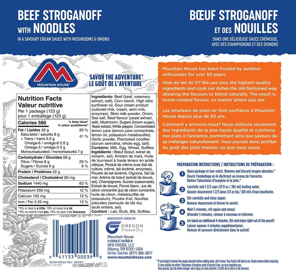 Mountain House Beef Stroganoff, Freeze Dried Emergency Food, Single Pouch 🍁 All In One Marketplace Canada
