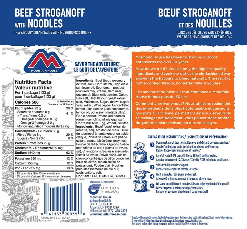 Mountain House Beef Stroganoff, Freeze Dried Emergency Food, Single Pouch 🍁 All In One Marketplace Canada