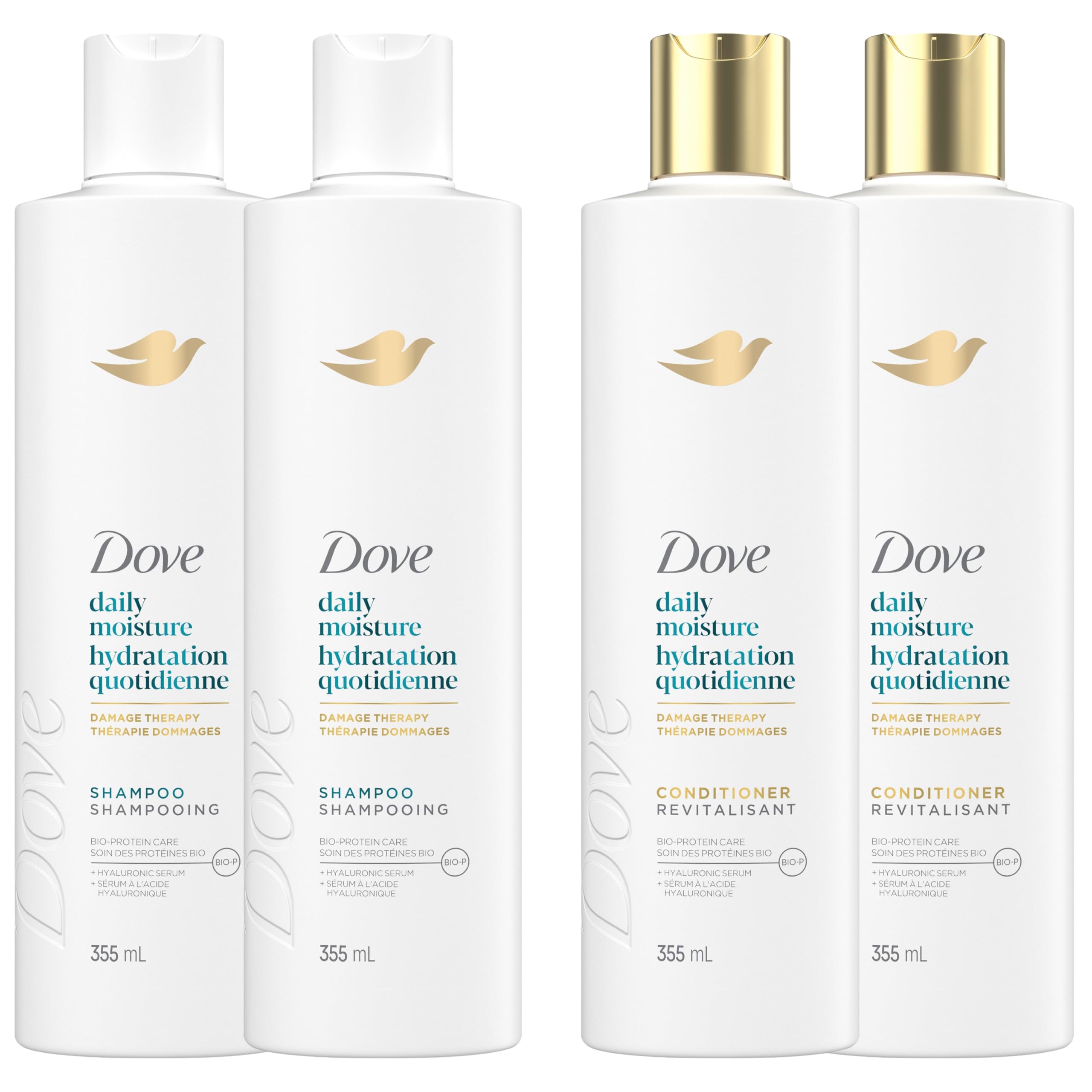 Dove Daily Moisture Damage Therapy Shampoo & Conditioner, 355mL, 4-Pack 🍁 All In One Marketplace Canada