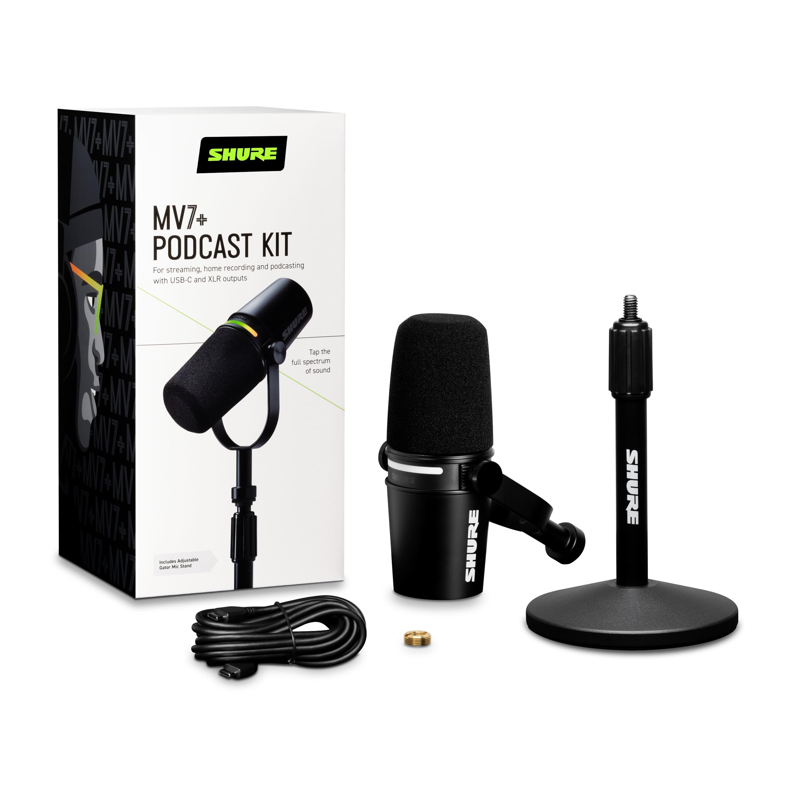 Shure MV7+ USB-C & XLR Podcast Dynamic Mic with Stand - Black 🍁 All In One Marketplace Canada