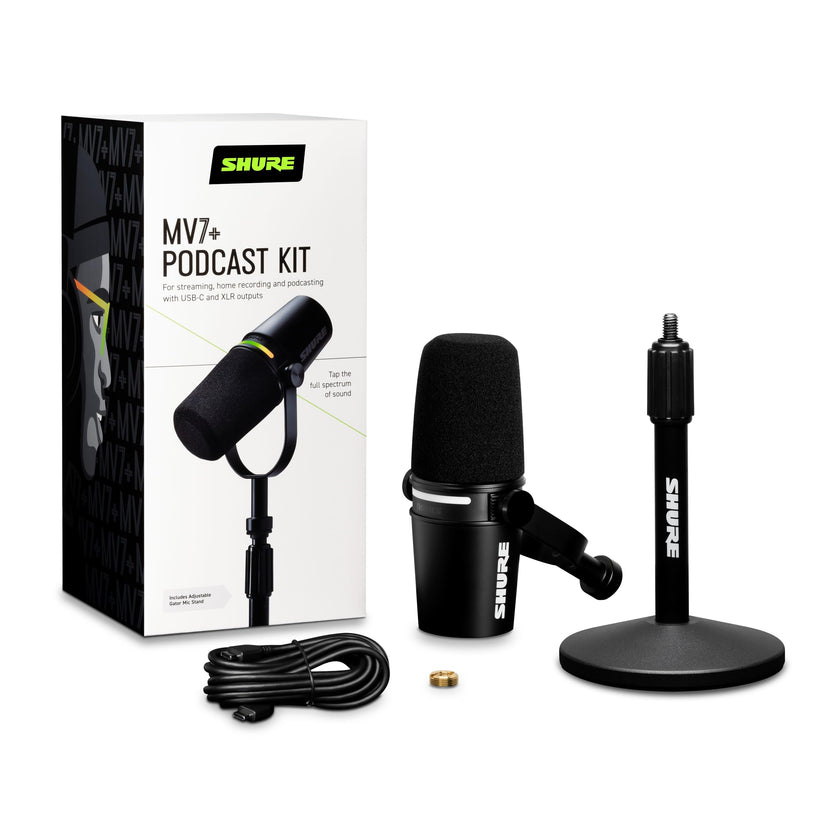 Shure MV7+ USB-C & XLR Podcast Dynamic Mic with Stand - Black 🍁 All In One Marketplace Canada