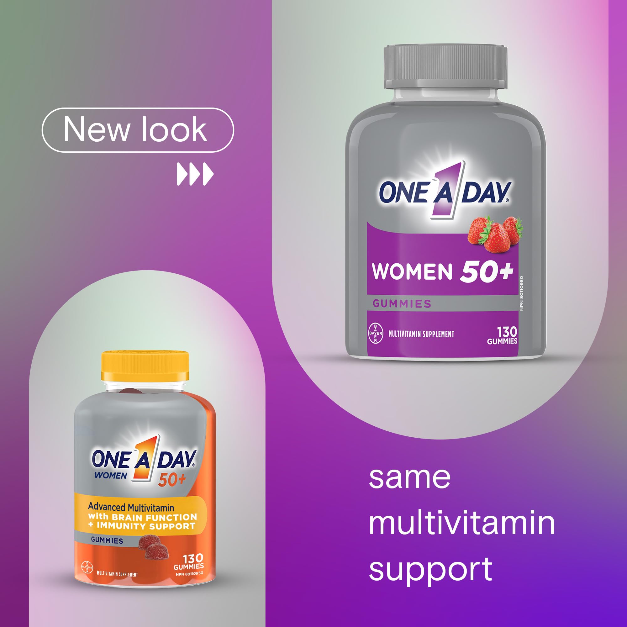 One A Day Women 50 Plus Multivitamin Gummies- Advanced Multivitamin Gummy with Brain Function & Immunity Support, Formulated with Vitamins & Minerals for Women 50+, 130 Gummies 🍁 All In One Marketplace Canada