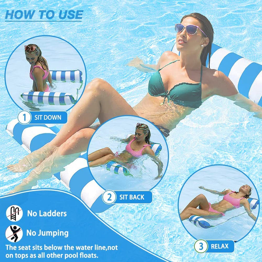 FUNNYTA 2 Pack Water Hammock, 4-in-1 Multi-Portable Water Pool Float Hammock (Saddle, Lounge Chair, Hammock and Drifter) for Adults, Suitable for Travel, Family and Recreation 🍁 All In One Marketplace Canada