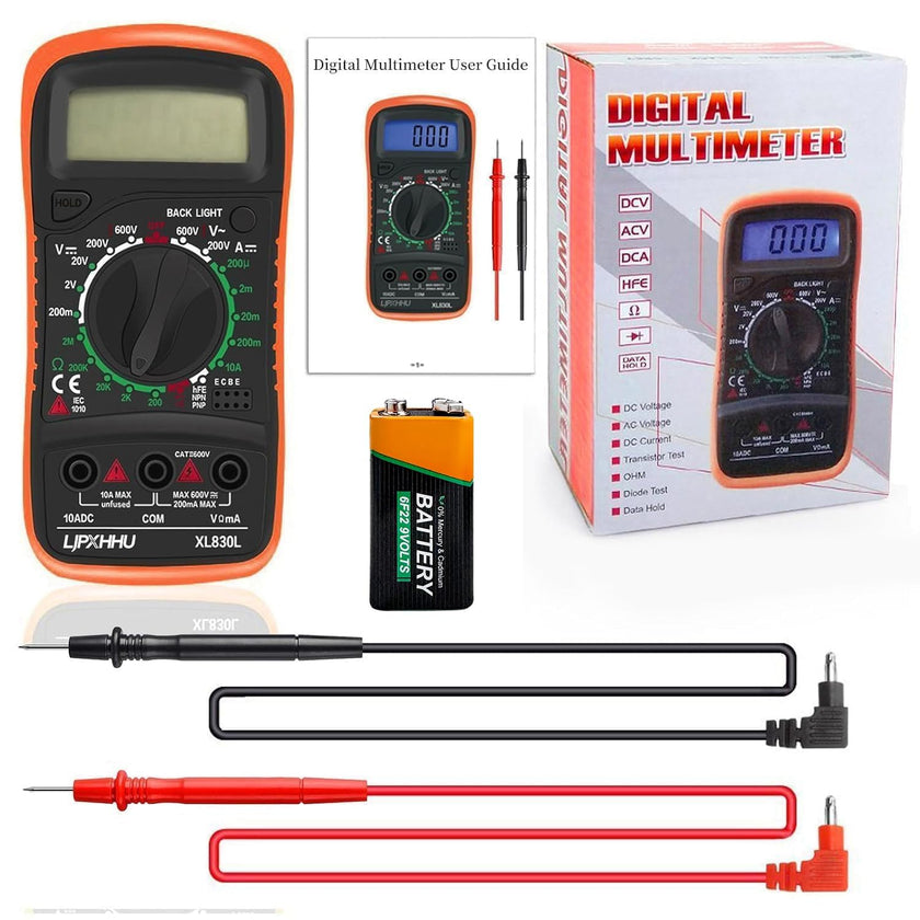 Digital Multimeter Voltmeter Battery Voltage Multi Tester AC DC Volt OHM Amp Current Meter Circuit Continuity Resistance Diode Electrical Tester with Test Leads Backlight LCD Display 🍁 All In One Marketplace Canada