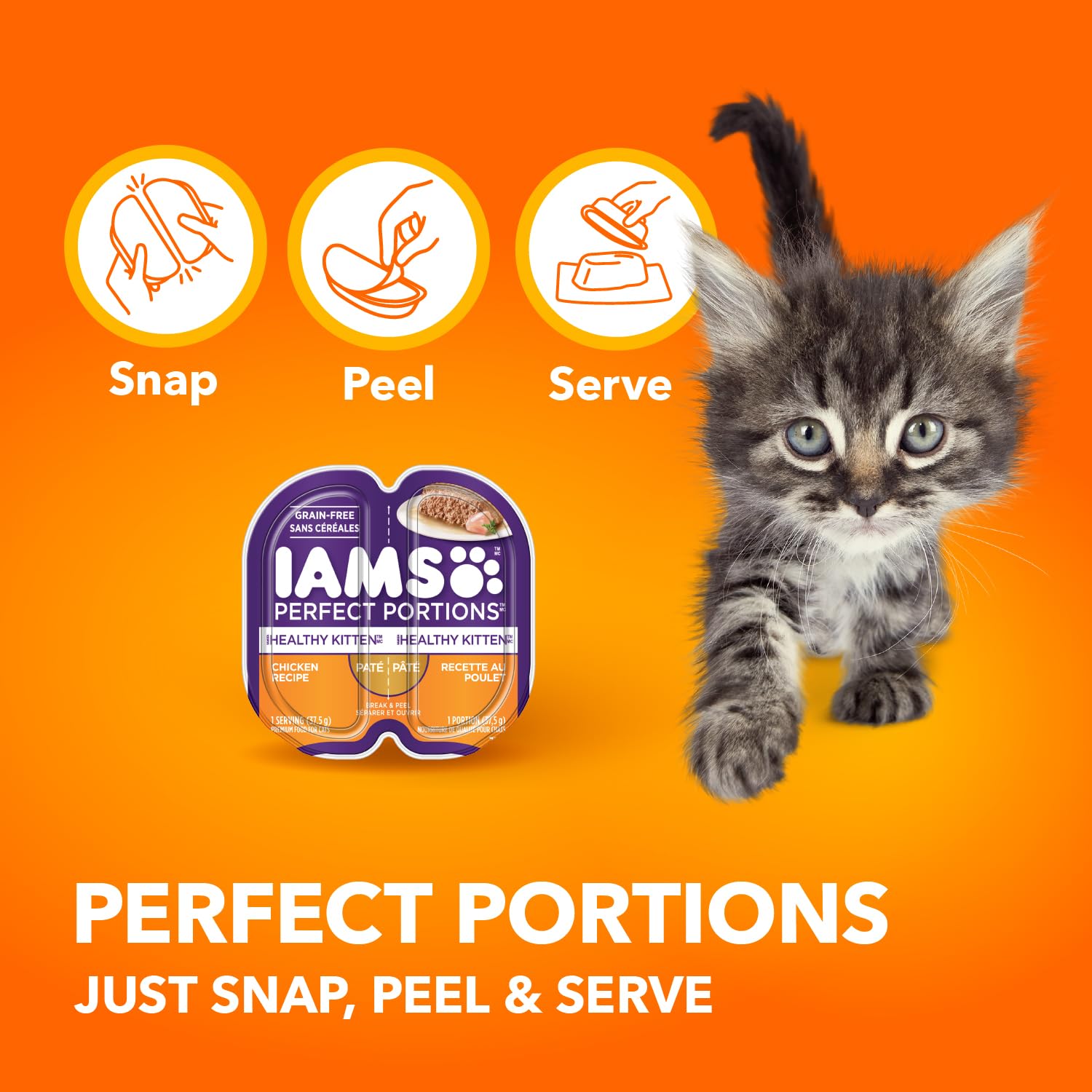 IAMS PERFECT PORTIONS Kitten Wet Cat Food, Chicken Flavour, 75g (24 pack) 🍁 All In One Marketplace Canada
