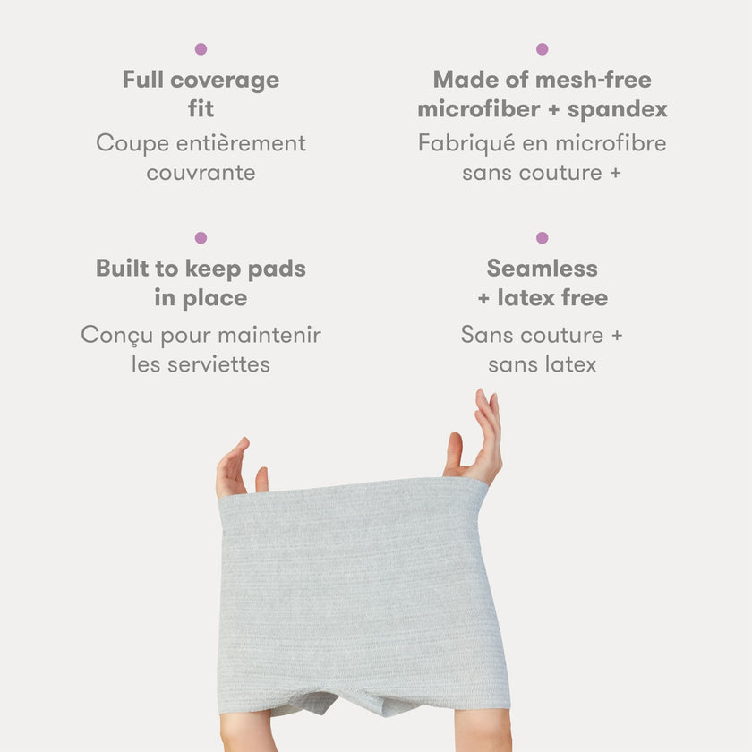 Frida Mom Women's Postpartum Underwear, Disposable Boyshort Underwear, Seamless with Stretchy Support, Postpartum Essentials, Size Petite (Waist 58–86 cm Stretched), 8 Count, Feminine Care, Grey 🍁 All In One Marketplace Canada