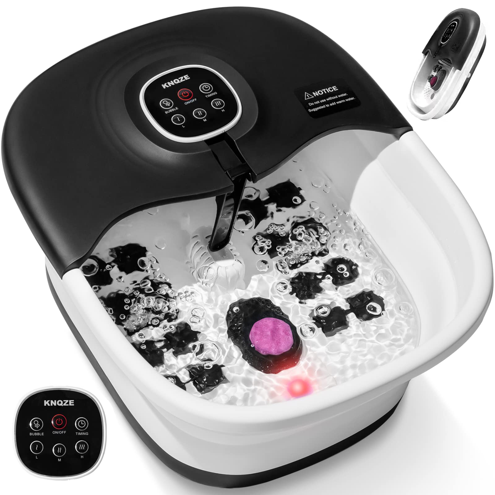 Collapsible Foot Spa Bath with Heat, Remote Control, Temperature Control, Bubbles, Pumice Stone, Red Light, Timer, 16 Massage Roller Pedicure Foot Spa Tub Foot Soaker for Soothe & Relax Tired Feet 🍁 All In One Marketplace Canada