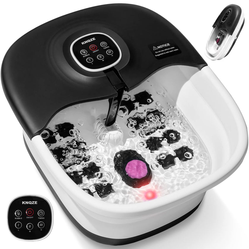 Collapsible Foot Spa Bath with Heat, Remote Control, Temperature Control, Bubbles, Pumice Stone, Red Light, Timer, 16 Massage Roller Pedicure Foot Spa Tub Foot Soaker for Soothe & Relax Tired Feet 🍁 All In One Marketplace Canada