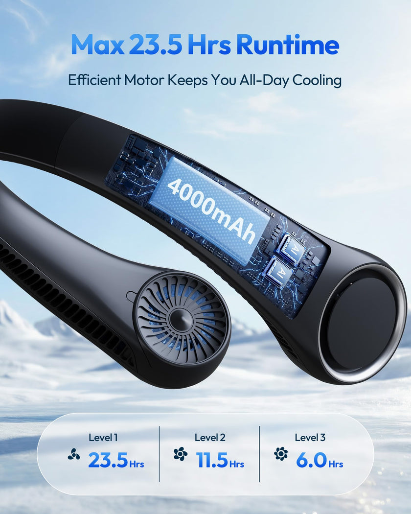 Gaiatop Portable Neck Fan Rechargeable, Hands-Free 360° Cooling, 23.5hrs Runtime, Battery Powered Personal Fan Ventilateur de Cou, Summer Outdoor Travel Essentials, Birthday Gifts for Women Men Dad 🍁 All In One Marketplace Canada