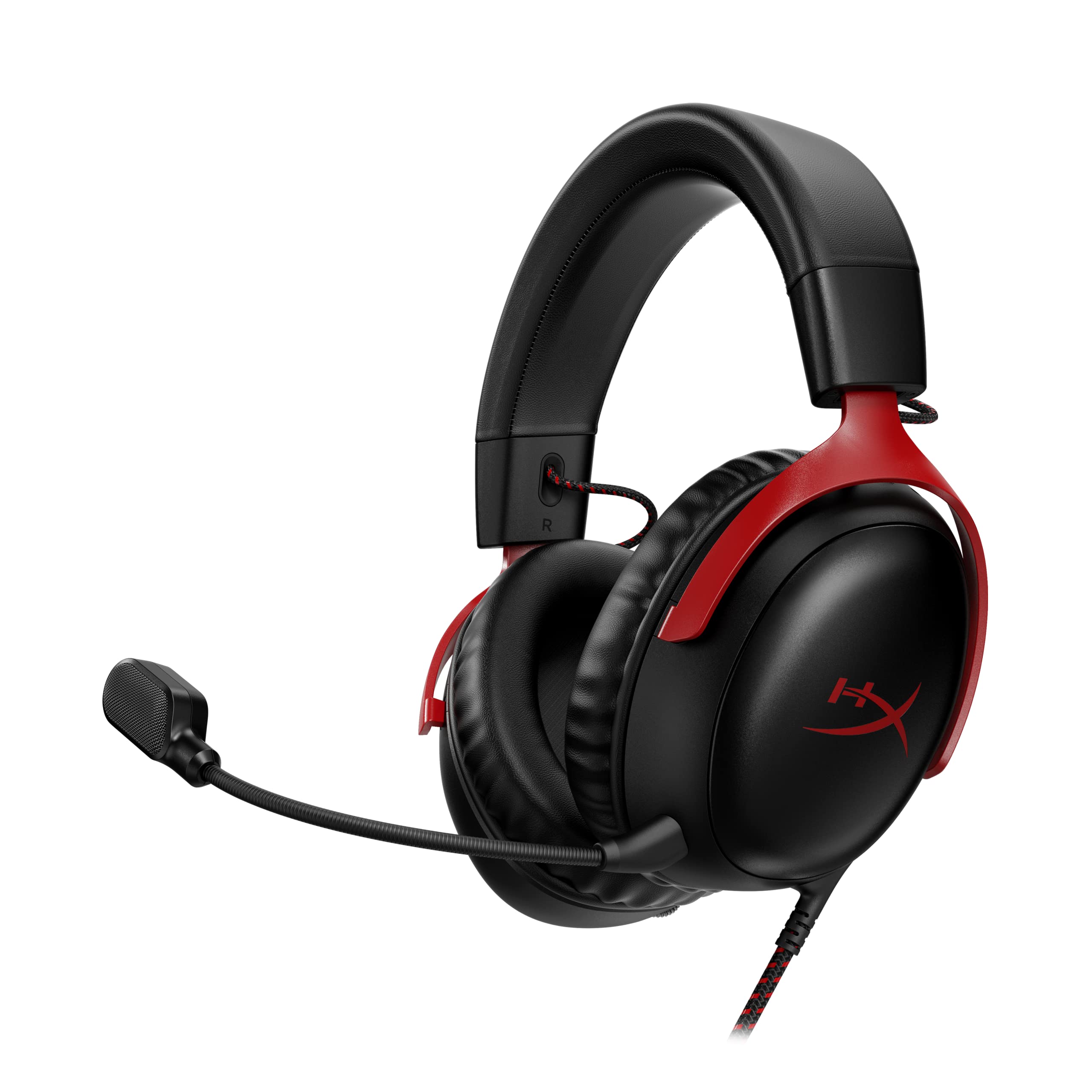 HyperX Cloud III – Wired Gaming Headset, PC, PS5, Xbox Series X|S, Angled 53mm Drivers, DTS Spatial Audio, Memory Foam, Durable Frame, Ultra-Clear 10mm Mic, USB-C, USB-A, 3.5mm – Black/Red 🍁 All In One Marketplace Canada