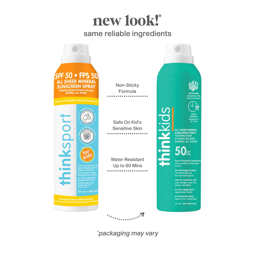 Thinksport Kids Sunscreen Spray, SPF 50 All Sheer Mineral Sunscreen, 6 Fl Oz, Clear Water Resistant Baby & Toddler Sun Screen, Natural Zinc Oxide Sun Protection 🍁 All In One Marketplace Canada
