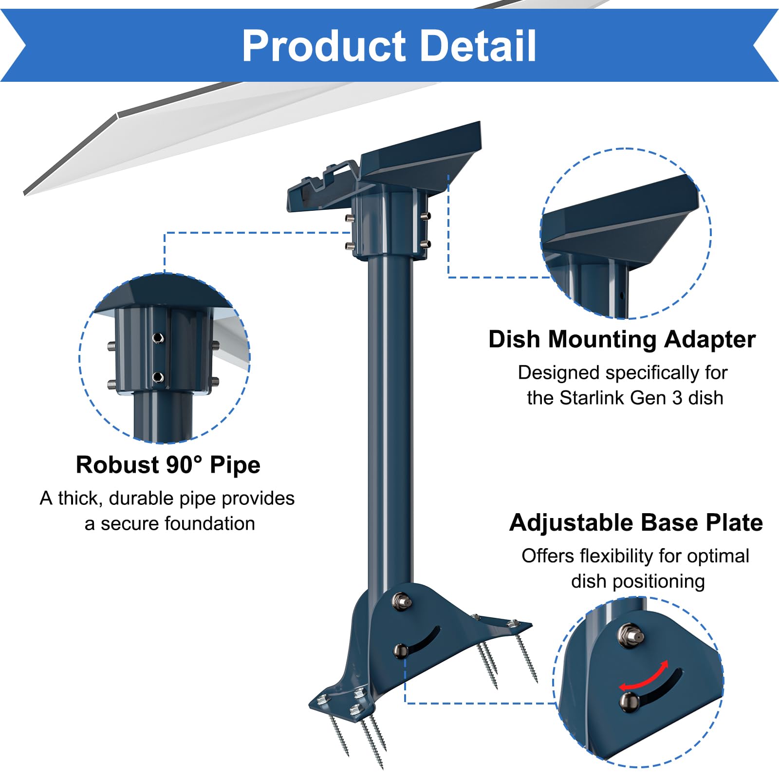 Starlink Gen 3/4/4X Mount Adapter Aluminum Alloy, 15.7