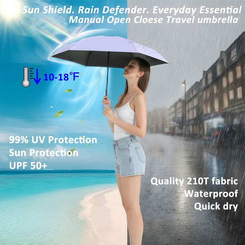 BAODINI Travel Mini Umbrella for Purse With Case-Small Compact UV Umbrella Protection Sun-Lightweight Tiny Pocket Umbrella Sun Blocking for Women, Girls and Men 🍁 All In One Marketplace Canada