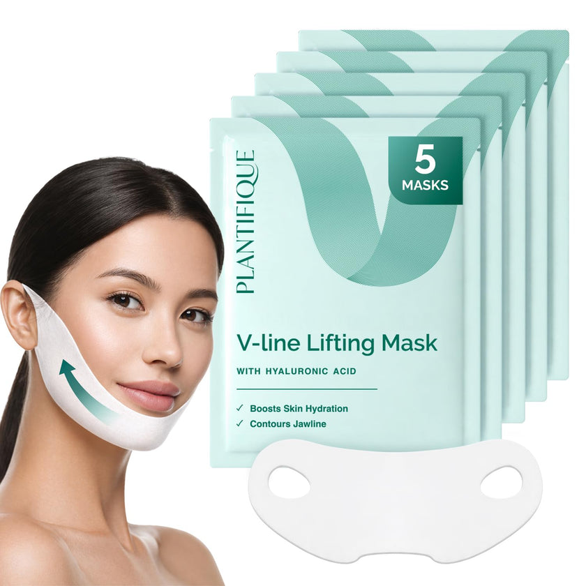 Plantifique V-Line Face Mask with Hyaluronic Acid, 5 Pack Chin Strap for Double Chin, V Line Lifting Masks - V Shape Face Tape, Jawline & Neck Mask for Skin Firming 🍁 All In One Marketplace Canada