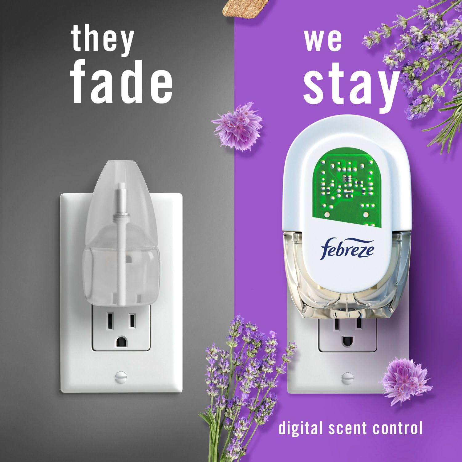 Febreze Plug In Air Freshener, Odor-Fighting Scented Oil Refill for Home and Bathroom and Kitchen, Long Lasting for Strong Odors, Twlight Lavender and Downy April Fresh Scents, 4 Refills 🍁 All In One Marketplace Canada