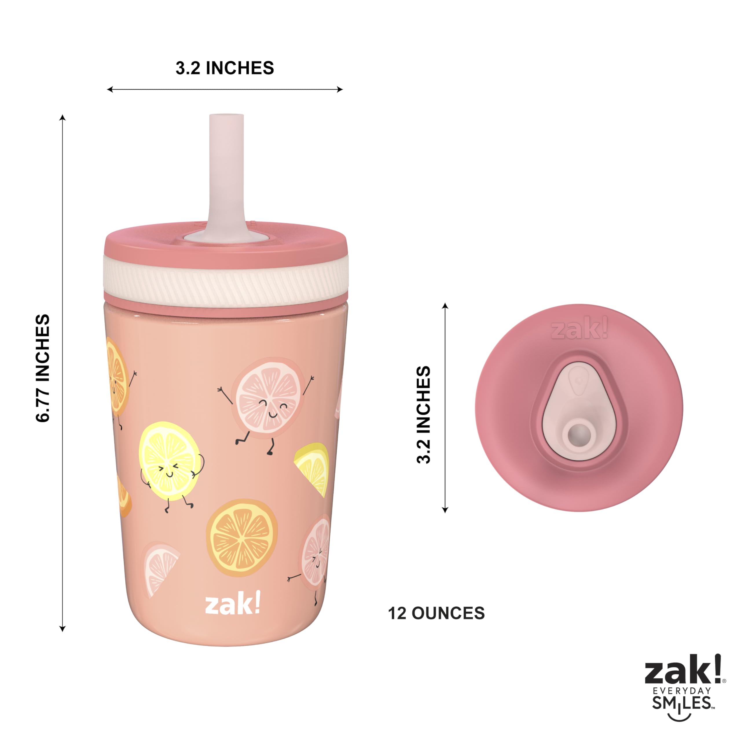 Zak Designs Happy Fruit Kelso 12oz Stainless Steel Leak-Proof Toddler Cup 🍁 All In One Marketplace Canada