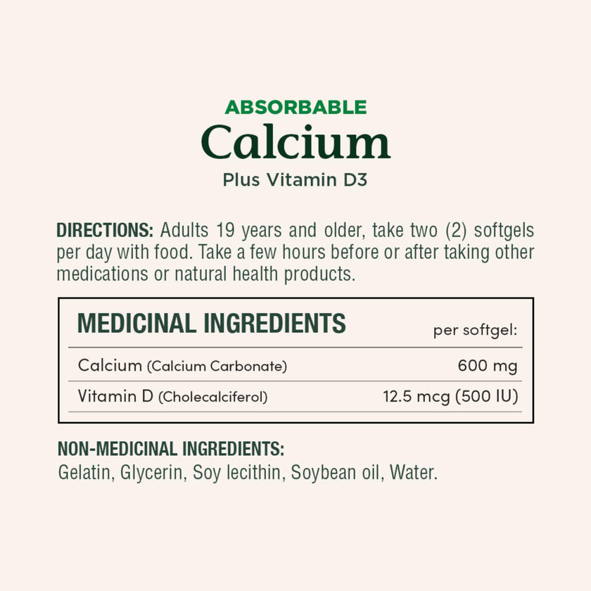 NATURE'S BOUNTY Calcium Plus Vitamin D3, Absorbable, 1200 mg, Helps Bones & Teeth, Softgels, 535 g 🍁 All In One Marketplace Canada