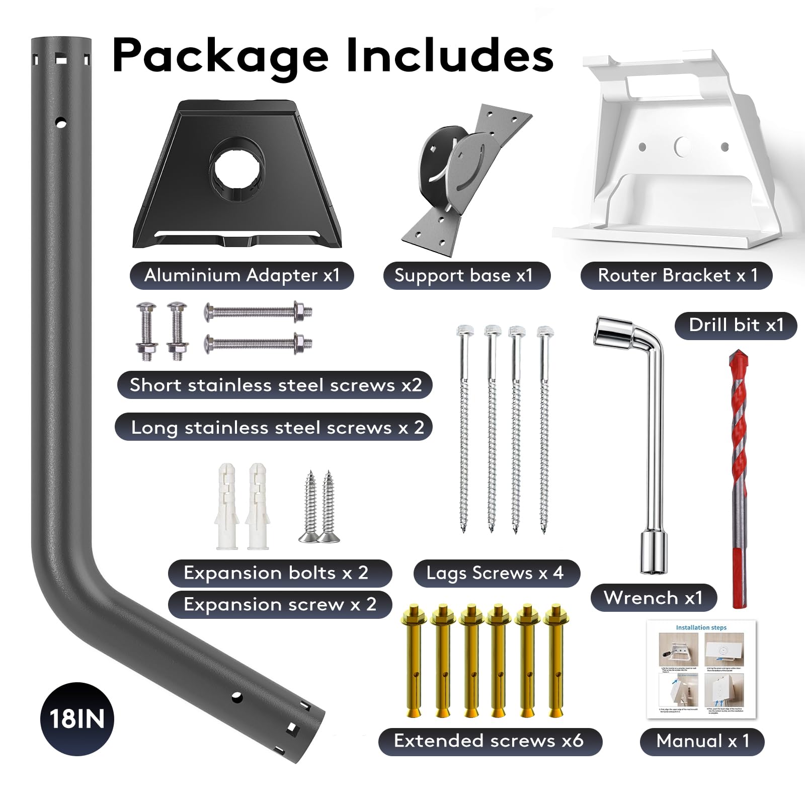 Compatible with Starlink Gen 3/4/4X All-in-One Mount Kit: Heavy-Duty Outdoor Dish & Indoor Router Mount, Short Wall, Roof, and Pole Mount Compatible, Sturdy Accessories for Full Setup 🍁 All In One Marketplace Canada