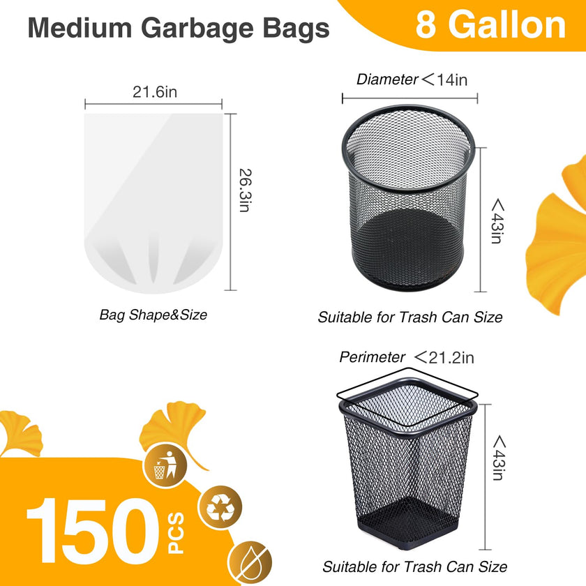 150 Count Garbage Bags 30 Litres/8 Gallon Kitchen Trash Bags Medium Unscented White Garbage Can Liners 🍁 All In One Marketplace Canada
